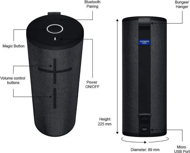 Alt view image 4 of 7 - Ultimate Ears Portable Bluetooth Speaker Black MEGABOOM EXC- Night Black