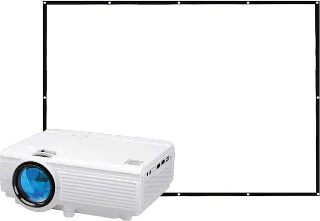 Main image of RCA 480P LCD Home Theater Projector with Bonus 100" Fold up Projector Screen, RPJ166-COMBO - White