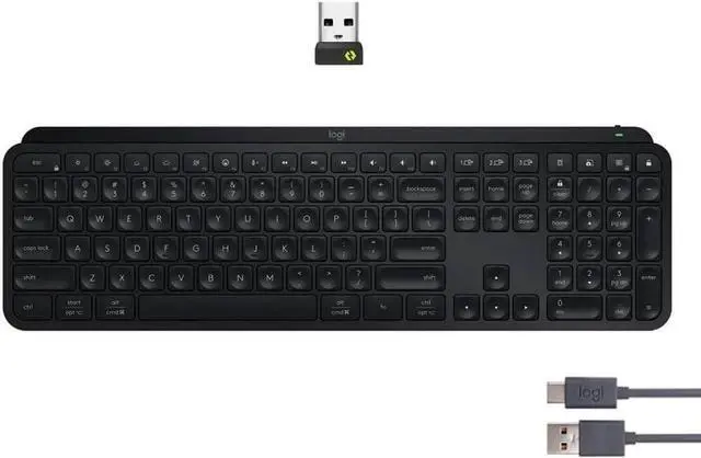 Alt view image 2 of 5 - Logitech MX Keys S Universal Full-size Wireless Keyboard, USB C Rechargeable - Black