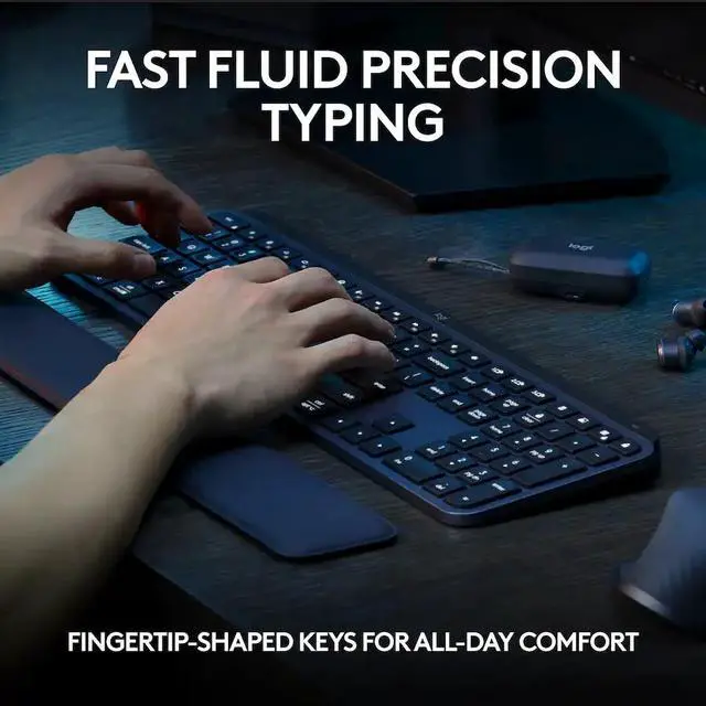Alt view image 5 of 5 - Logitech MX Keys S Universal Full-size Wireless Keyboard, USB C Rechargeable - Black