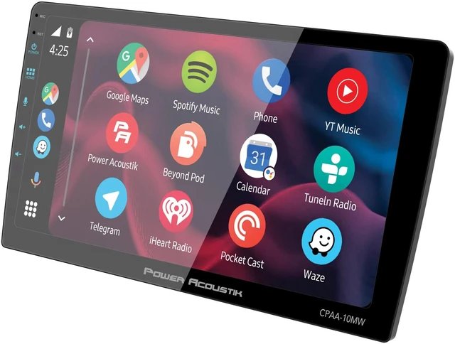 Alt view image 3 of 7 - Power Acoustik 10.6 Inch LCD Touchscreen Display, Shallow Mount Car Stereo Head Unit - Double DIN Multimedia Receiver, Apple CarPlay, Android Auto, Bluetooth, USB (CPAA-10MW)