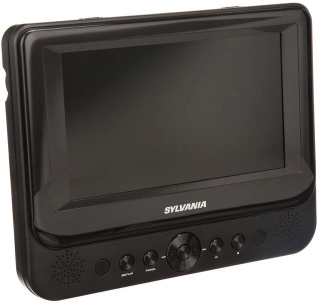 Alt view image 3 of 6 - Sylvania 7 Inch Dual Screen Portable DVD Player - Twin LCD Displays, DVD/CD/MP3 Playback, Built-In Stereo Speakers, AV Cable, Car Headrest Entertainment System