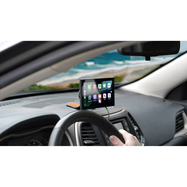 Alt view image 4 of 7 - Miroir Drivvplay Wireless CarPlay Screen for Car - 7 Inch Wireless Apple CarPlay & Android Auto Display, Portable Touchscreen Car Monitor, Bluetooth, Voice Control, Universal Dashboard Screen - Black