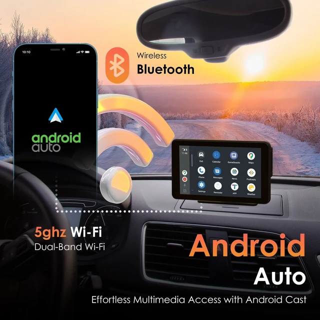 Alt view image 5 of 7 - REXING 7 Inch Wireless CarPlay/Android Auto Receiver, 4K Dash Cam, 1080p Rear, GPS, Bluetooth, 32GB microSD card