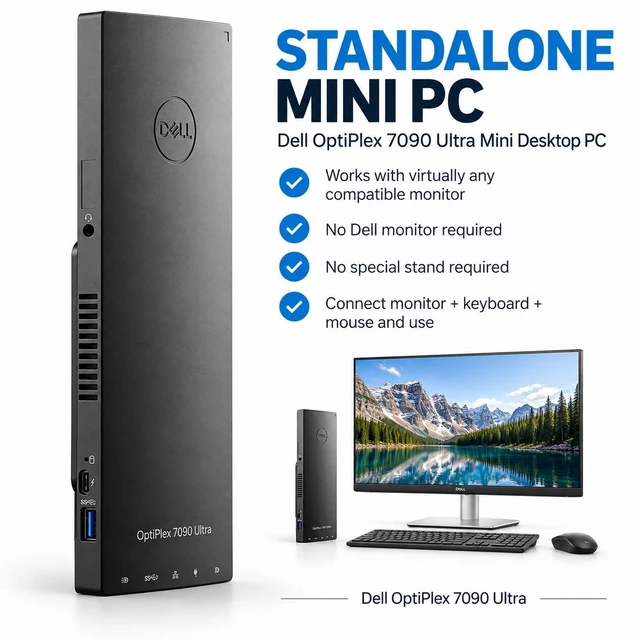 Alt view image 6 of 7 - Dell OptiPlex 7090 Ultra Small Form Factor Business Desktop PC - Intel Core i5-1145G7 Quad-Core Processor(2.60GHz), 32GB DDR4 RAM, 256GB SSD, Intel Iris Xe Integrated Graphics, Windows 11 Professional