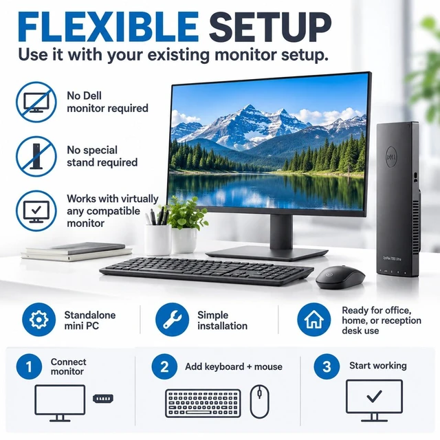 Alt view image 4 of 7 - Dell OptiPlex 7090 Ultra Small Form Factor Business Desktop PC - Intel Core i5-1145G7 Quad-Core Processor(2.60GHz), 32GB DDR4 RAM, 256GB SSD, Intel Iris Xe Integrated Graphics, Windows 11 Professional