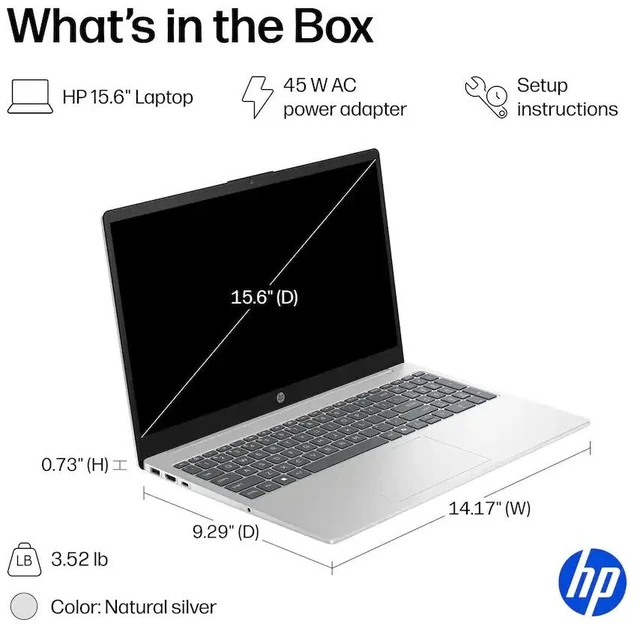 Alt view image 7 of 7 - HP 15.6" Full HD (1920x1080) Touchscreen Laptop, AMD Ryzen 7 7730U, 16GB Memory-512GB SSD, Windows 11 Home - Natural Silver (15-fc0235dx)