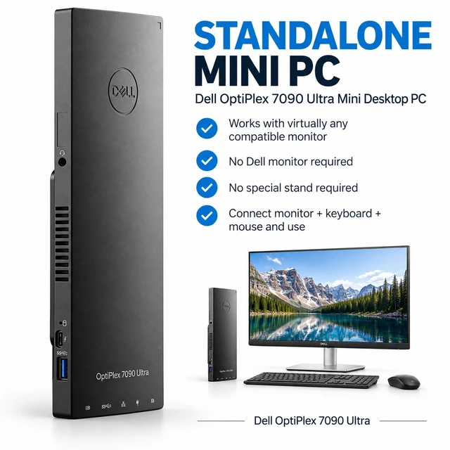 Alt view image 5 of 6 - Dell OptiPlex 7090 Ultra Small Form Factor Business Desktop PC - Intel Core i5-1145G7 Quad-Core Processor(2.60GHz), 32GB DDR4 RAM, 256GB SSD, Intel Iris Xe Integrated Graphics, Windows 11 Professional
