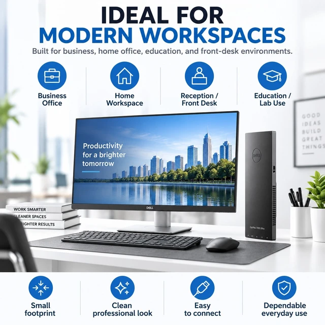Alt view image 6 of 6 - Dell OptiPlex 7090 Ultra Small Form Factor Business Desktop PC - Intel Core i5-1145G7 Quad-Core Processor(2.60GHz), 32GB DDR4 RAM, 256GB SSD, Intel Iris Xe Integrated Graphics, Windows 11 Professional