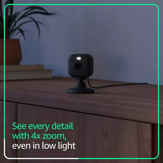 Alt view image 5 of 7 - Blink Mini 2K+ Compact Plug-In Security Camera, 2K Video Resolution, Color Night Vision, Enhanced Audio. 1 Camera - Black
