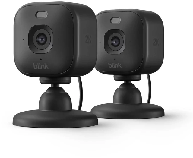 Main image of Blink Mini 2K+ Resolution Compact Plug-In Security Camera, 2K Video Resolution, Color Night Vision, Enhanced Audio. 2Pack Camera - Black