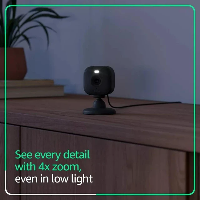 Alt view image 5 of 7 - Blink Mini 2K+ Resolution Compact Plug-In Security Camera, 2K Video Resolution, Color Night Vision, Enhanced Audio. 2Pack Camera - Black