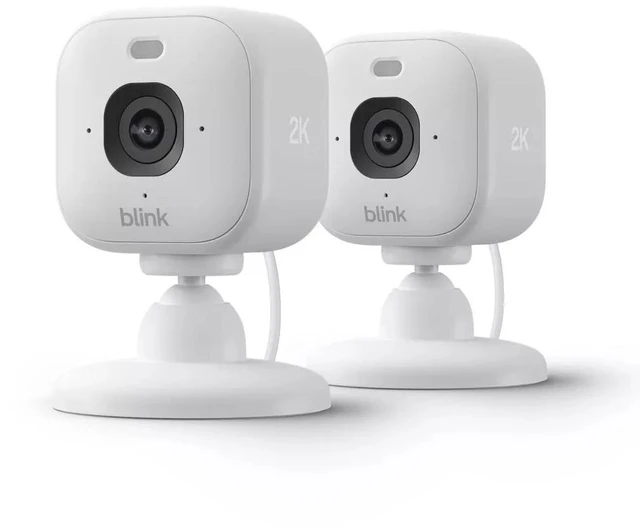 Main image of Blink Mini 2K+ Resolution Compact Plug-In Security Camera, 2K Video Resolution, Color Night Vision, Enhanced Audio. 2Pack Camera - White