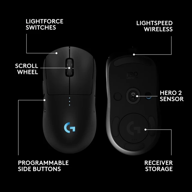 Alt view image 5 of 7 - Logitech G PRO 2 - Lightspeed Wireless Gaming Mouse, Right- or Left-Handed Mouse with up to 4 Customizable and Switchable Magnetic Side Buttons, Black