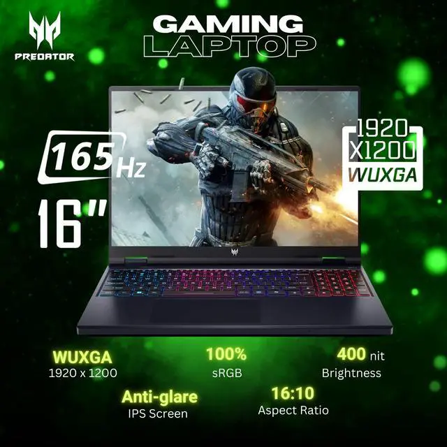 Alt view image 2 of 6 - Acer Predator Helios Neo 16 Gaming Laptop, 16" 165Hz 1920 x 1200 Display, Core i9-14900HX, GeForce RTX 4060, RGB Backlit Keyboard, Copilot AI Laptop, Windows 11 Pro, Black(16GB DDR5 RAM | 1TB SSD)