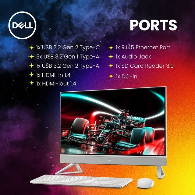 Alt view image 6 of 14 - Dell Inspiron 7730 All in One Desktop Computer, 27" FHD Touchscreen, Inte Core 7 150U(>i7-14700, 5.40 GHz), GeForce MX570A Graphics, WiFi 6E, Keyboard&Mouse, Windows 11 Home, White(64GB RAM | 2TB SSD)