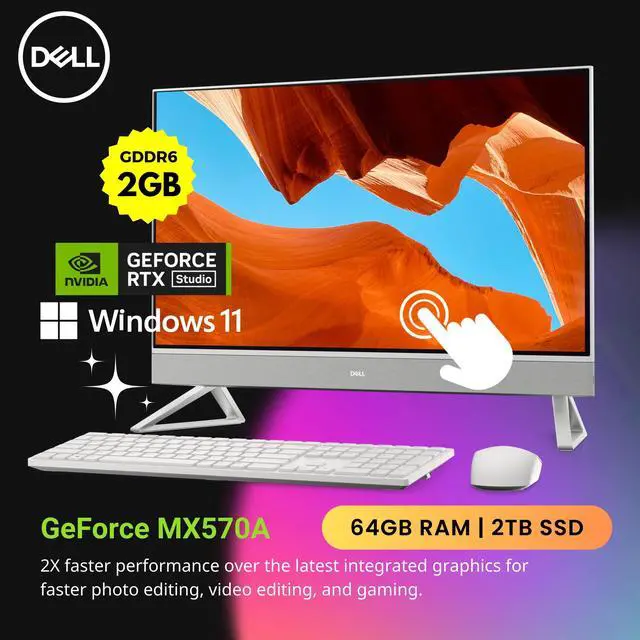 Alt view image 4 of 14 - Dell Inspiron 7730 All in One Desktop Computer, 27" FHD Touchscreen, Inte Core 7 150U(>i7-14700, 5.40 GHz), GeForce MX570A Graphics, WiFi 6E, Keyboard&Mouse, Windows 11 Home, White(64GB RAM | 2TB SSD)