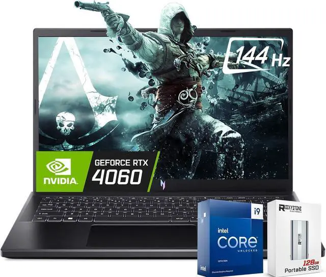 Main image of acer Nitro V 15 Premium Gaming Laptop, Intel 14-Core i9-13900H, 15.6" 144Hz FHD IPS Display, NVIDIA GeForce RTX 4060 8GB GDDR6, 32GB DDR5 RAM, 1TB SSD, W/128GB Portable SSD, Windows 11 Home