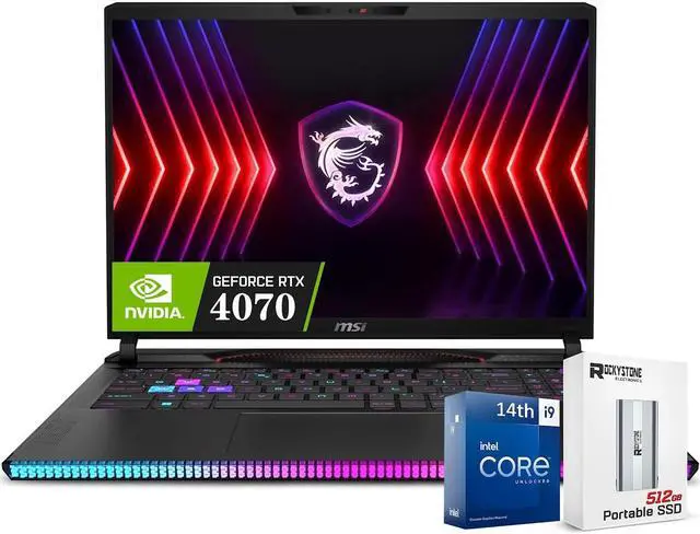 Main image of MSI GE68HX Raider Gaming 16" 144Hz FHD+ Gaming Laptop, Intel 24-Core i9-14900HX(up to 5.8 GHz), GeForce RTX 4070, 16GB DDR5 RAM, 1TB PCIE SSD, RGB Backlit, Thunderbolt 4, Webcam, W/PSD, Win 11, Black