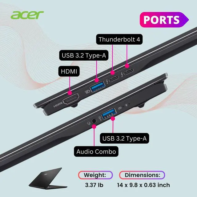 Alt view image 6 of 6 - Acer Swift 16 AI Laptop, 16" 120Hz 3K OLED Touchscreen, Core Ultra 7 256V(4.80 GHz, >i9-12900K), Copilot PC, Backlit Keyboard, Fingerprint, Wi-Fi 7, Windows 11 Home, Black(16GB DDR5 RAM | 1TB SSD)