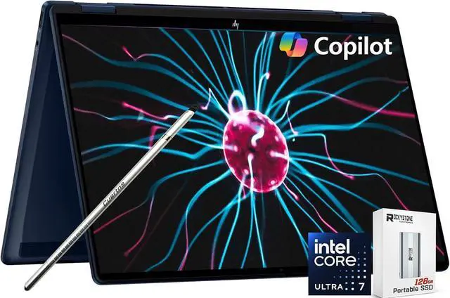Main image of HP OmniBook X Flip 2-in-1 Copilot+ AI PC Laptop, 14" 2K Touchscreen, Intel Evo Platform 8-Core Ultra 7 258V(>Ultra 9 185H), DTS: X Ultra, Backlit KB, W/Style & 128GB PSD, Win11 Home(16GB|1TB SSD)