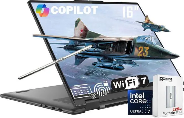 Main image of Lenovo Yoga 7i 2-in-1 AI Copilot+ Laptop, 16" 2K LCD Touchscreen, Intel Ultra 7 256V(>i9-13900H), 16GB LPDDR5X RAM, 2TB SSD, Backlit KB, Wi-Fi 7, BT 5.4, Thunderbolt 4, W/128 PSD&Stylus, Win11 Home
