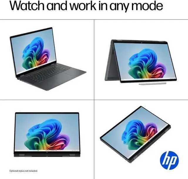 Alt view image 3 of 7 - HP OmniBook X Flip 2-in-1 Copilot+ AI PC Laptop, 16" 2K Touchscreen, Intel Evo Platform 8-Core Ultra 7 256V(>Ultra 9 185H), 16GB LPDDR5X, 2TB SSD, WiFi 6E, Backlit KB, W/Style & 128GB PSD, Win11 PRO