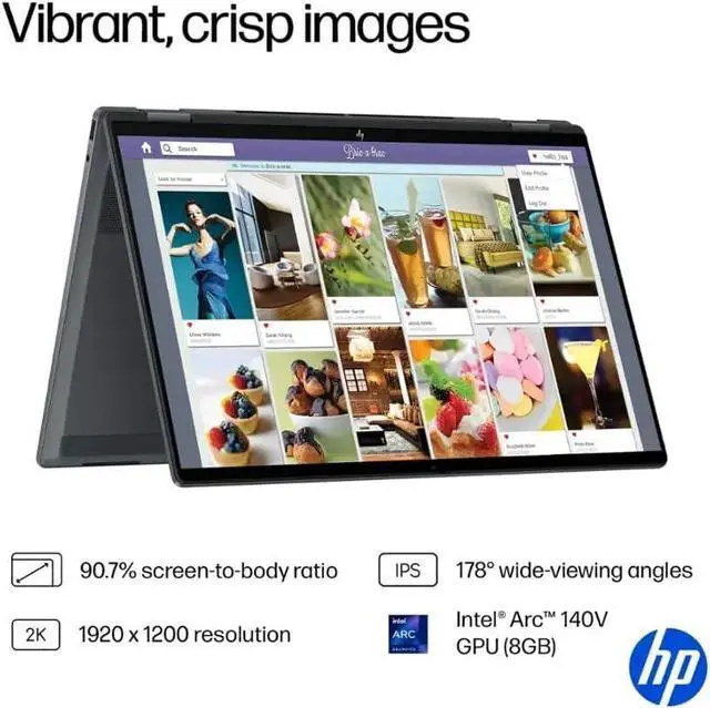 Alt view image 4 of 7 - HP OmniBook X Flip 2-in-1 Copilot+ AI PC Laptop, 16" 2K Touchscreen, Intel Evo Platform 8-Core Ultra 7 256V(>Ultra 9 185H), 16GB LPDDR5X, 2TB SSD, WiFi 6E, Backlit KB, W/Style & 128GB PSD, Win11 PRO