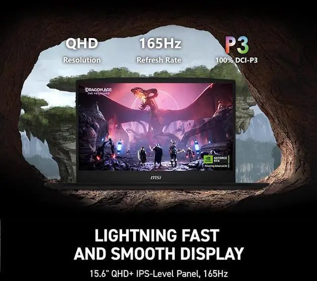 Alt view image 3 of 7 - MSI Katana HX Gaming Laptop, 15.6 165Hz QHD+ IPS Display, 24-core i9-14900HX (UP to 5.8 GHz, GeForce RTX 5070, AI&VR Ready, Copilot+ PC, RGB Backlit Keyboard, Win 11 Pro, Black(64GB DDR5 | 4TB SSD)