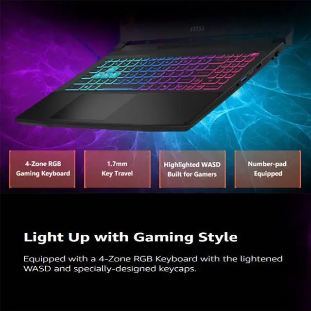 Alt view image 5 of 7 - MSI Katana HX Gaming Laptop, 15.6 165Hz QHD+ IPS Display, 24-core i9-14900HX (UP to 5.8 GHz, GeForce RTX 5070, AI&VR Ready, Copilot+ PC, RGB Backlit Keyboard, Win 11 Pro, Black(64GB DDR5 | 4TB SSD)