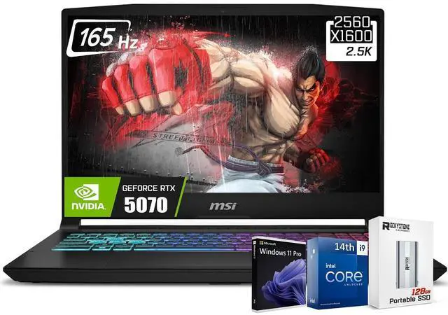 Main image of MSI 2025 Katana HX Gaming Laptop, 15.6 165Hz QHD+ IPS Display, 24-core i9-14900HX (UP to 5.8 GHz, GeForce RTX 5070, AI&VR Ready, Copilot+ PC, RGB Backlit Keyboard, W11 Pro, Black(64GB DDR5 | 4TB SSD)