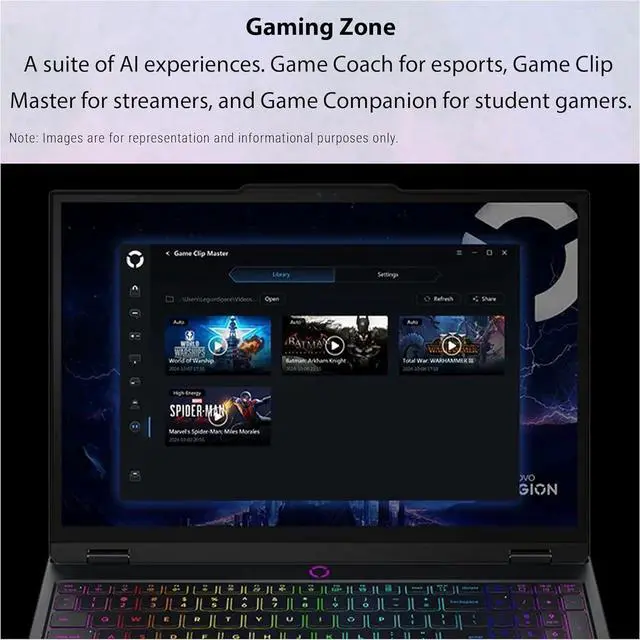 Alt view image 4 of 7 - Lenovo Legion 5 Gaming Laptop, 15.1" WQXGA (2560x1600), AMD Ryzen 7-260(>Intel i9-13905H), NVIDIA GeForce RTX 5060 8GB GDDR7, Wi-Fi 7, 24-Zone RGB Backlit KB, Win11 Home, W/128GB PSD(16GB|1TB SSD)