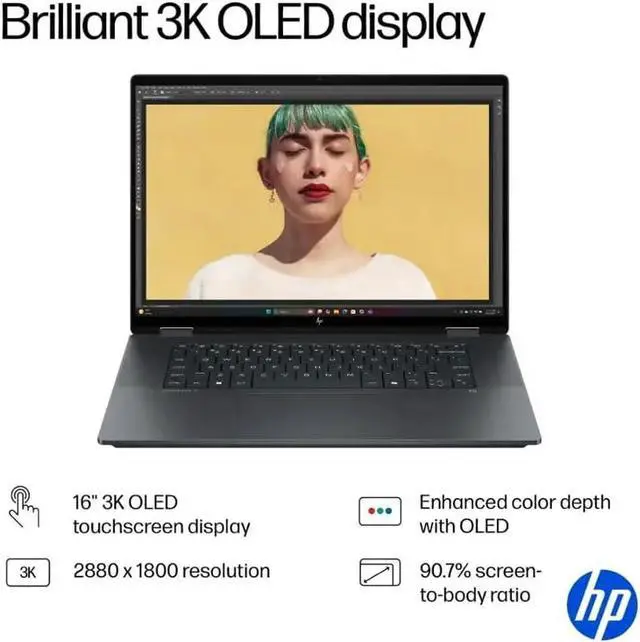 Alt view image 4 of 7 - HP OmniBook X Flip 2-in-1 Touchscreen Laptop, 16" 3K OLED Touch (500 nits, 100% DCI-P3, 120Hz), Intel 8-core Ultra 9 288V, Copilot+ AI, 5MP IR Webcam, Backlit KB, W/128GB PSD, Win11 Home(32GB|2TB SSD)