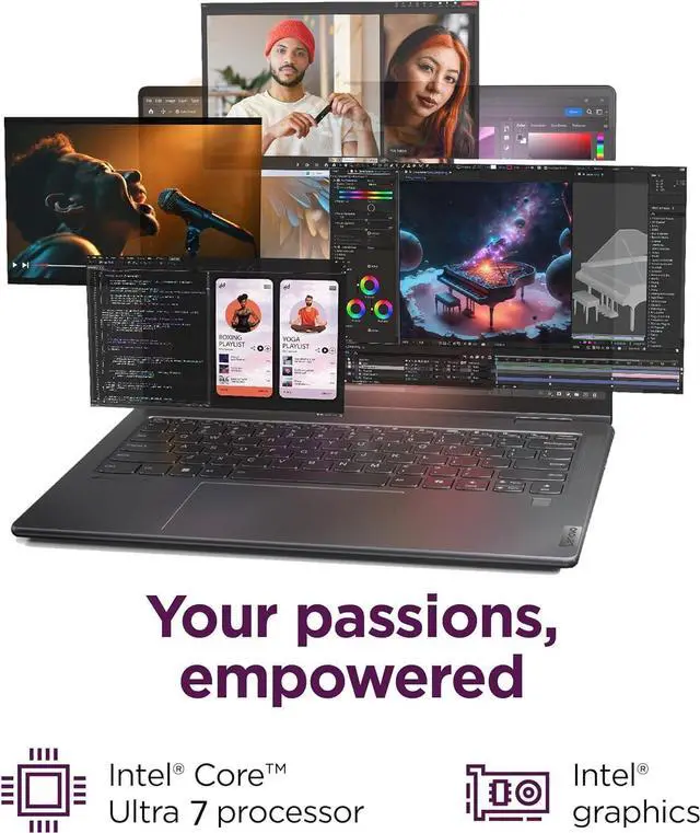 Alt view image 2 of 7 - Lenovo Yoga 7i 2-in-1 AI Laptop, 16" WUXGA Touch, Intel 12-Core Ultra 7 155U (Beat i7-1355U), 16GB LPDDR5X RAM, 1TB SSD, Backlit, FP, FHD IR Webcam, AI Copilot, Win11 Home, W/128GB PSD&Stylus