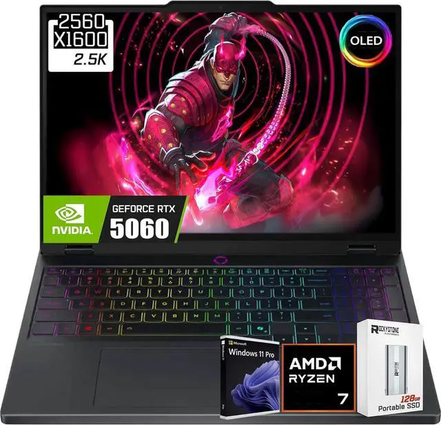 Main image of Lenovo Legion 5 15.1" WQXGA OLED 165Hz Gaming Laptop, AMD Ryzen 7-260(>Intel i9-13905H), NVIDIA GeForce RTX 5060 8GB GDDR7, WiFi 7, RGB Backlit, Win11 PRO, W/128GB PSD(64GB|4TB SSD)