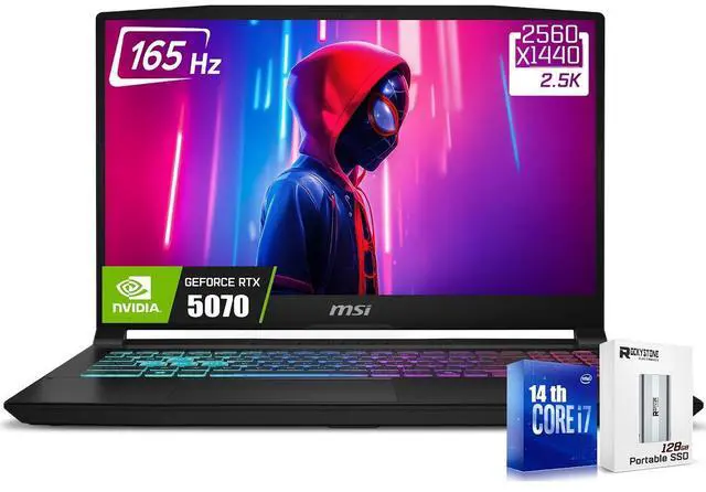 Main image of MSI Katana HX Gaming Laptop, 15.6 165Hz QHD IPS Display, 16-core i7-14650HX (UP to 5.2 GHz, GeForce RTX 5070, AI&VR Ready, Copilot+ PC, RGB Backlit Keyboard, Window 11, Black(16GB RAM | 1TB SSD)