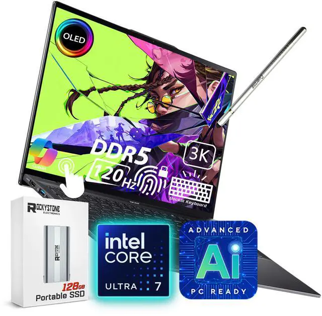 Main image of Acer Swift 16 AI Business Laptop, 16" 120Hz 3K OLED Touchscreen, Core Ultra 7 256V(>i9-12900K), Copilot, 1440p QHD IR Webcam, Backlit, Fingerprint, Wi-Fi 7, Win 11 Pro, Black(16GB RAM DDR5 | 2TB SSD)