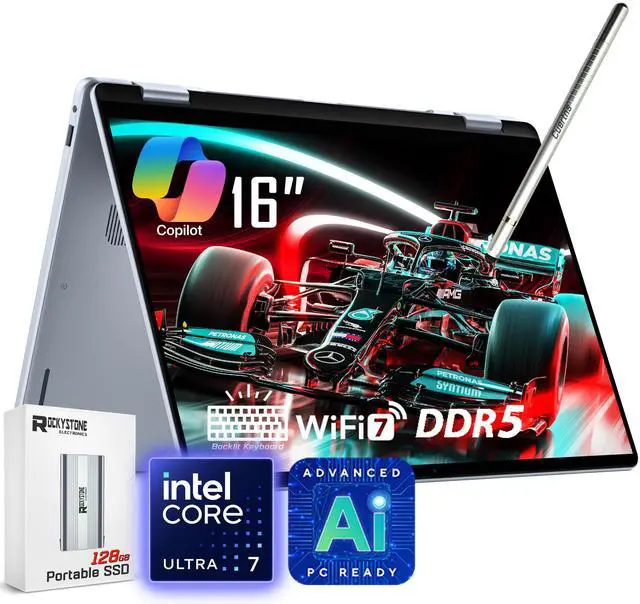 Main image of Dell 16 Plus 2-in-1 Laptop, 16" 2K Touchscreen Display, Core Ultra 7 256V(>i9-13900H), AI Ready, Copilot, Backlit, 1080p Webcam, Wi-Fi 7, Windows 11 Home, Ice Blue(16GB 8533MHz DDR5 RAM | 1TB SSD)