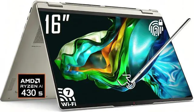 Main image of Lenovo Yoga 7a 2-in-1Copilot+ PC Laptop, 16" 2K LCD Touchscreen, AMD Ryzen AI 5 430(Upto 50 AI Tops), 16GB LPDDR5X, 512GB SSD, WiFi 7, Backlit KB, Fingerprint, 1080P Webcam, Win11 Home