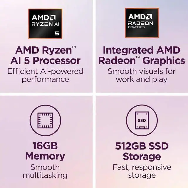 Alt view image 2 of 7 - Lenovo Yoga 7a 2-in-1Copilot+ PC Laptop, 16" 2K LCD Touchscreen, AMD Ryzen AI 5 430(Upto 50 AI Tops), 16GB LPDDR5X, 512GB SSD, WiFi 7, Backlit KB, Fingerprint, 1080P Webcam, Win11 Home