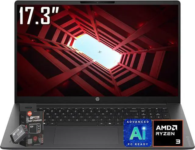 Main image of HP OmniBook 3 17.3 inch Laptop Copilot+ AI PC, FHD Display, AMD Ryzen 3 30, 8GB RAM, 512GB SSD, AMD Radeon 610M Graphics, 1080P Privacy Webcam, WiFi 6, Bluetooth 5.4, Win11 Home