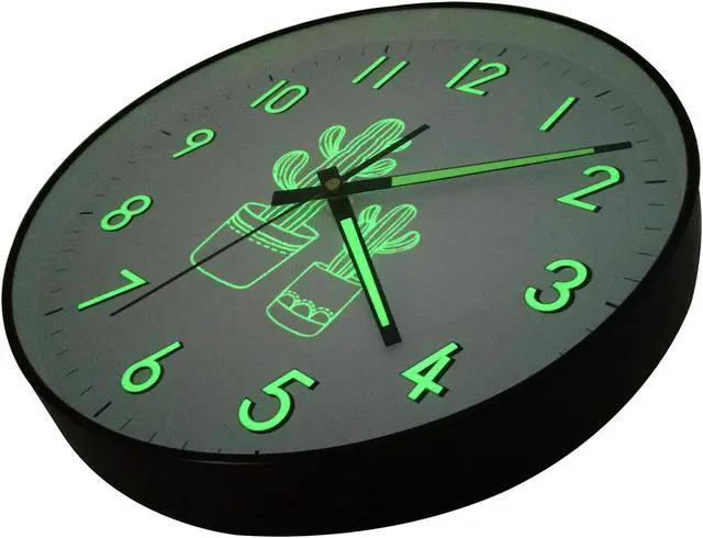Alt view image 7 of 7 - Night Light Wall Clock with Glass Cover,12 Inch Silent Non Ticking Quartz Clocks for Bedroom Living Room Kitchen,Large Luminous Numbers,Glow in The Dark