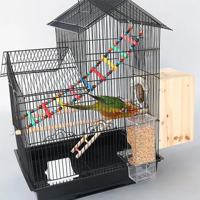 Alt view image 7 of 7 - No Mess Bird Cage Feeders Automatic Parrot Seed Tube Birds Cage Accessories for Parakeet Canary Cockatiel Finch,Free Install,No Fragile