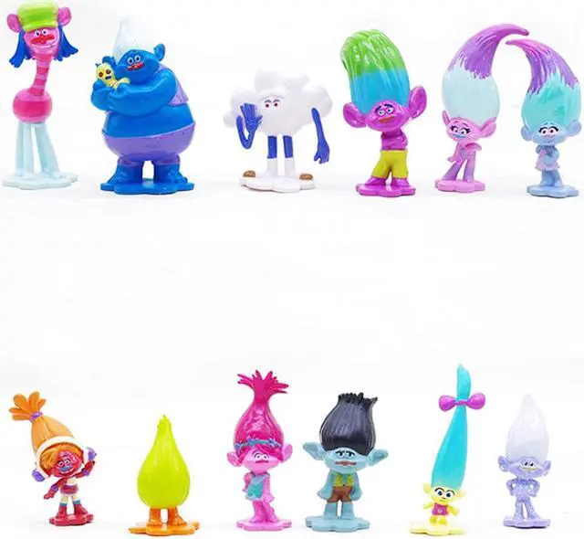 Alt view image 3 of 7 - Troll Dolls Cake Toppers Toys Trolls Figurines Poppy and Branch 12pcs Set