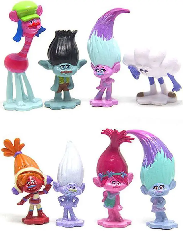 Alt view image 5 of 7 - Troll Dolls Cake Toppers Toys Trolls Figurines Poppy and Branch 12pcs Set
