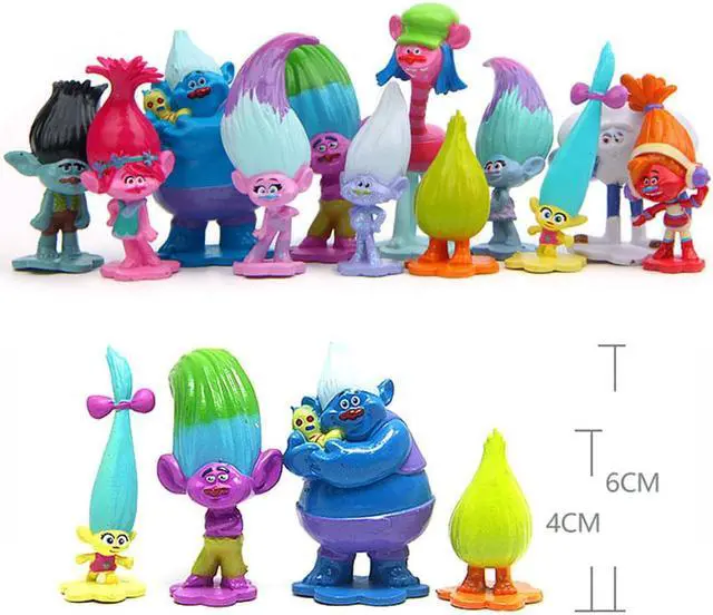Alt view image 6 of 7 - Troll Dolls Cake Toppers Toys Trolls Figurines Poppy and Branch 12pcs Set