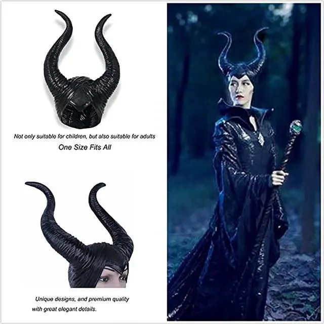 Alt view image 6 of 7 - Maleficent Horns Evil Headwear Mask Cosplay Props Halloween Costumes Accessories Witch Horns Hats for Women Men and Teenage Girls