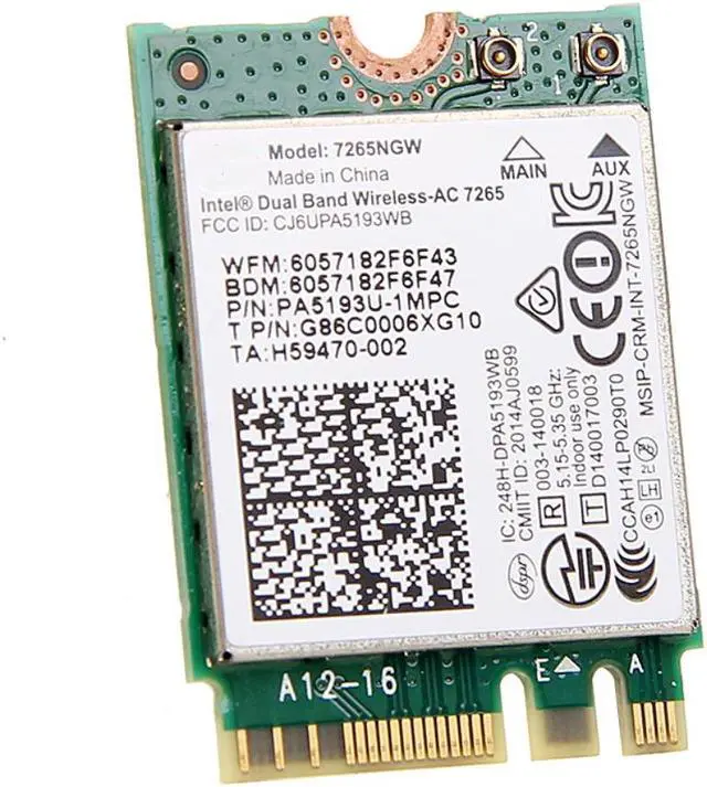 Alt view image 3 of 4 - Adaptador wi-fi de banda dupla, sem fio 7265ngw 2x2 ngff m.2 placa intel 7265 867mbps 802.11ac bluetooth 4.2 windows 7/8/10.
