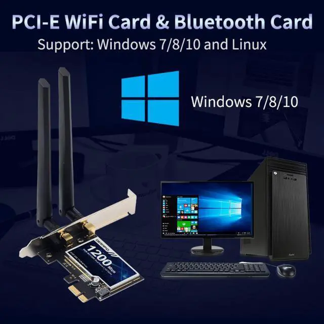 Alt view image 4 of 4 - Placa de antena sem fio ac1200 wireless dual band 1200mbps, adaptador wi-fi pci-e 802.11ac wi-fi pci express com bluetooth 4.0 para pc desktop