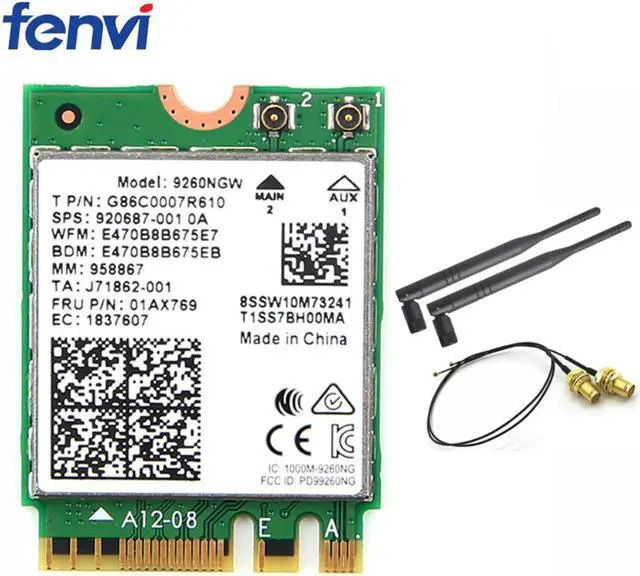 Main image of Sem fio para intel ac 9260 9260ngw 802.11ac ngff wi-fi bluetooth 5.0 card + 6dbi ipex mhf4 u. fl para segundo conjunto de antena externa